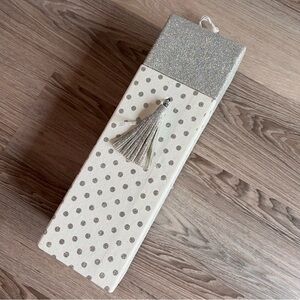 Pier 1 Silver Polka Dot Wine Gift Box with Tassels